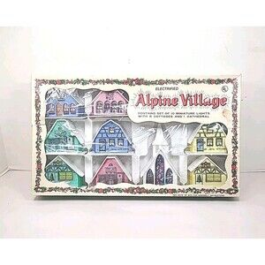 Vintage Putz Alpine Village Set Of 8 Houses 1 Chapel Christmas Houses No Lights